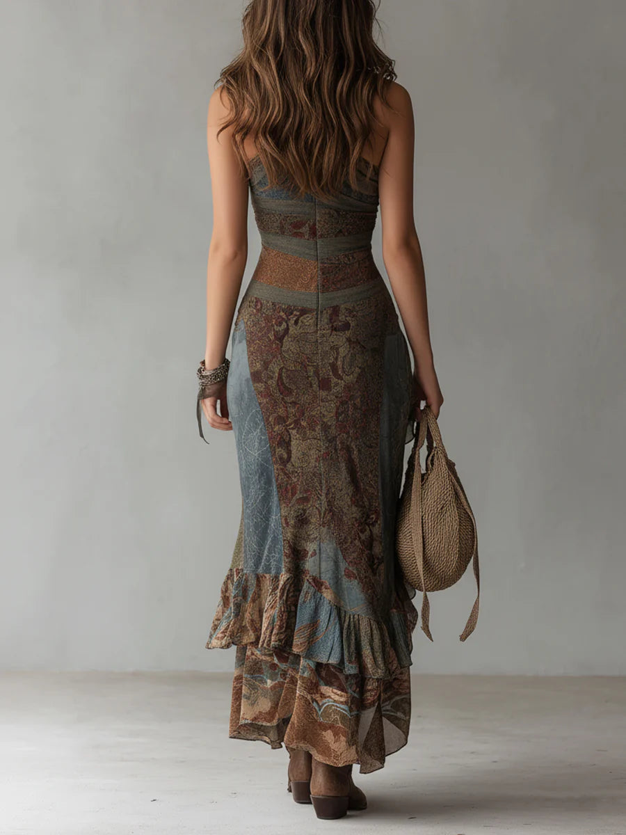 Elena – "Tribal Allure" Halter Maxi