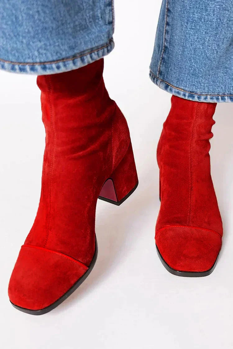 Avelyn | Chic Suede Block-Heel Booties