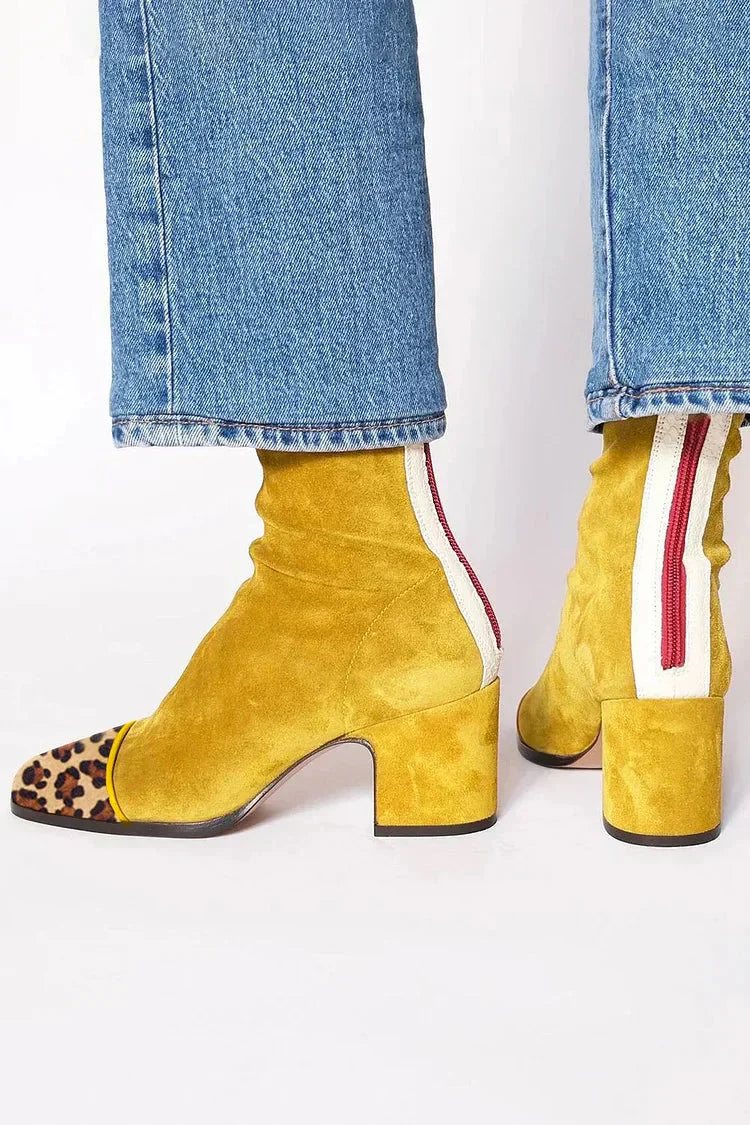 Avelyn | Chic Suede Block-Heel Booties