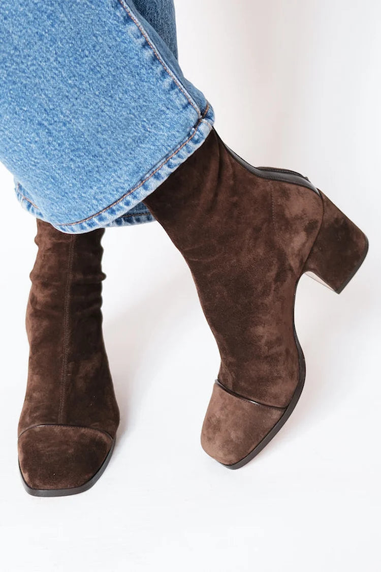 Avelyn | Chic Suede Block-Heel Booties