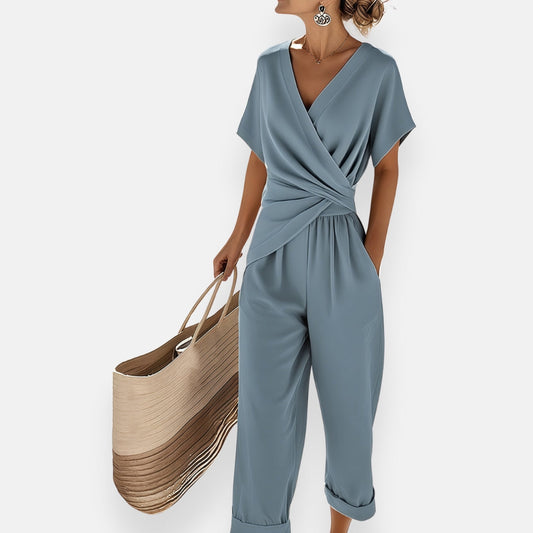 Lyra Draped Knot Jumpsuit – Effortless Summer Elegance