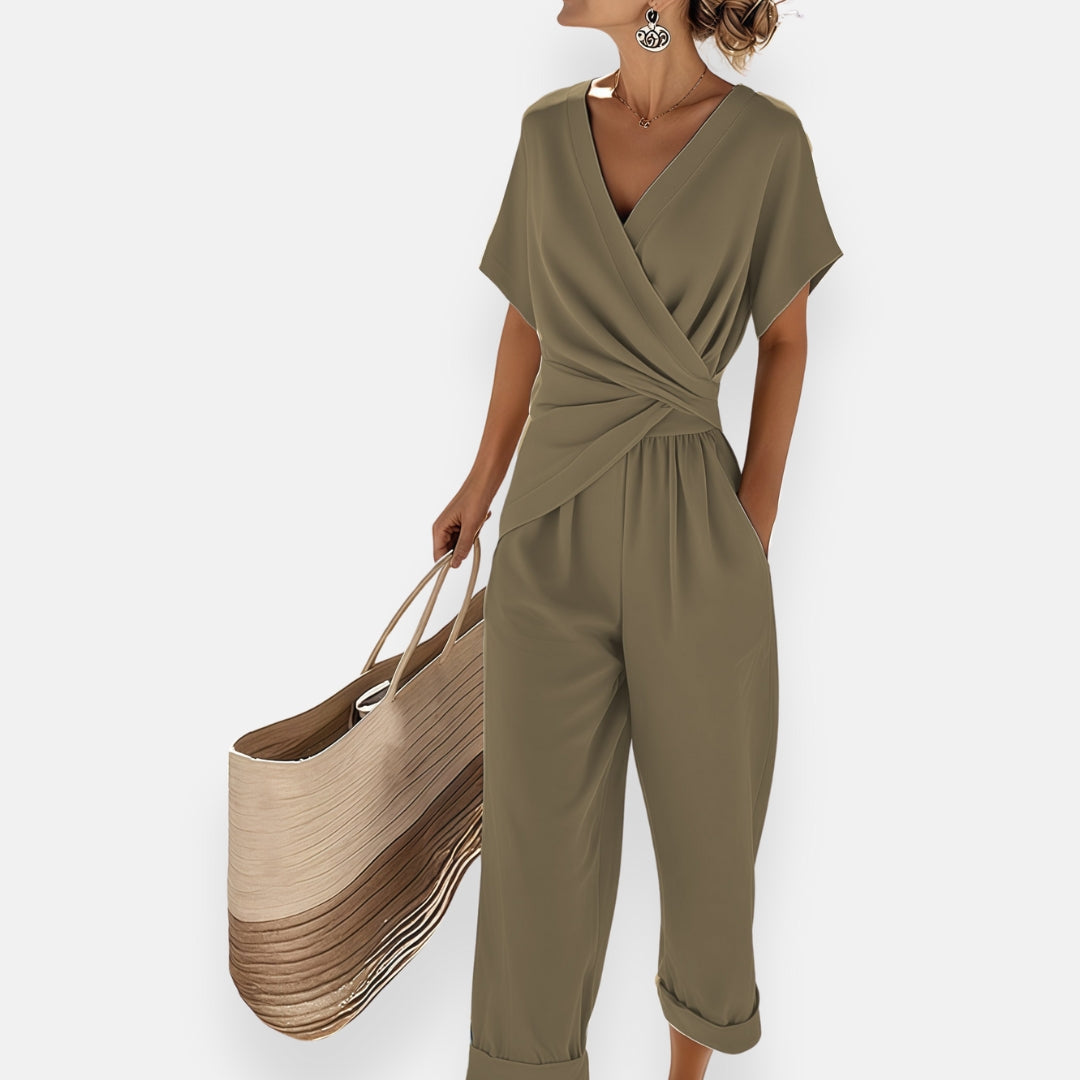 Lyra Draped Knot Jumpsuit – Effortless Summer Elegance