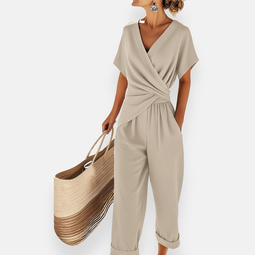 Lyra Draped Knot Jumpsuit – Effortless Summer Elegance