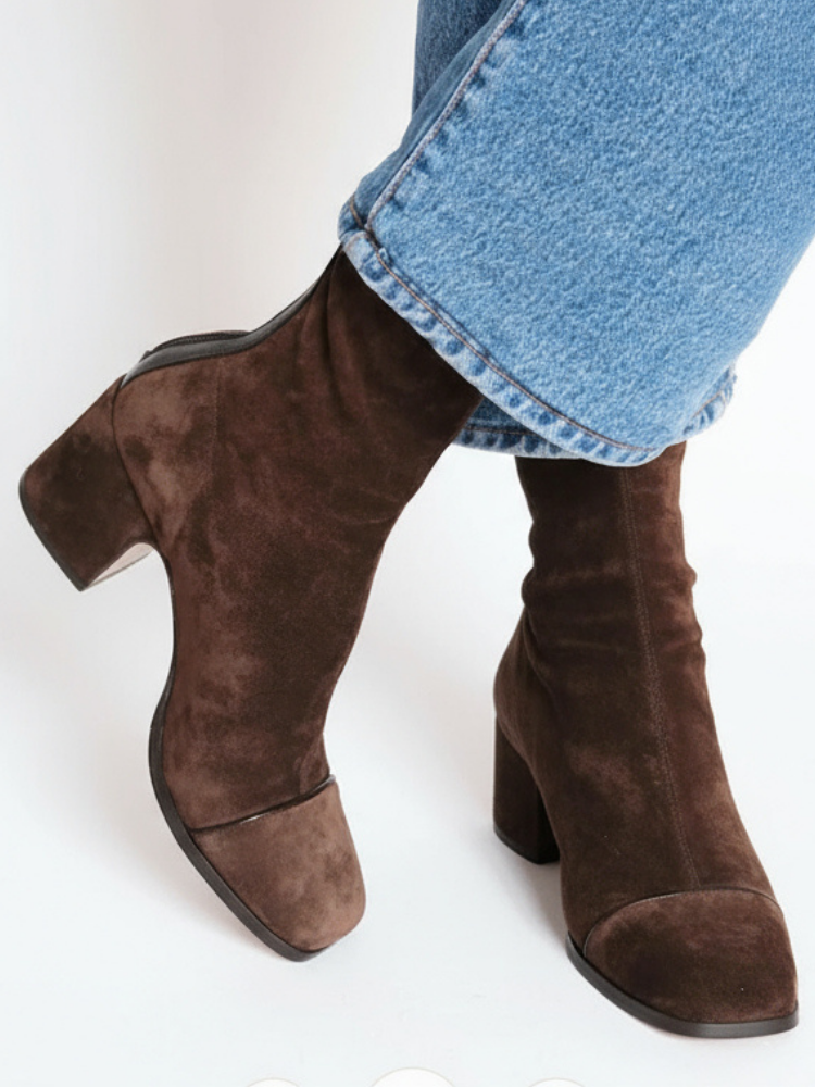 Avelyn | Chic Suede Block-Heel Booties