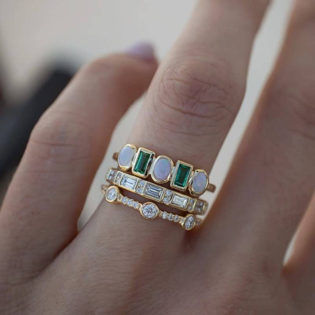 The Aurora Opal Vintage Ring Set
