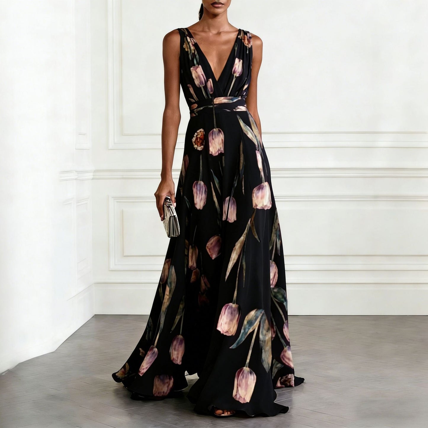 Aura – "Liquid Grace" V-Neck Maxi