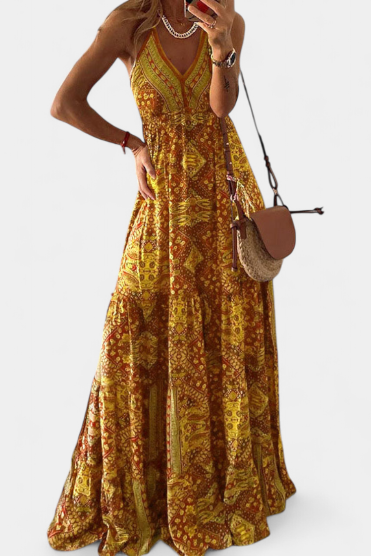 Saira – "Sun-Drenched Bloom" Floral Dress