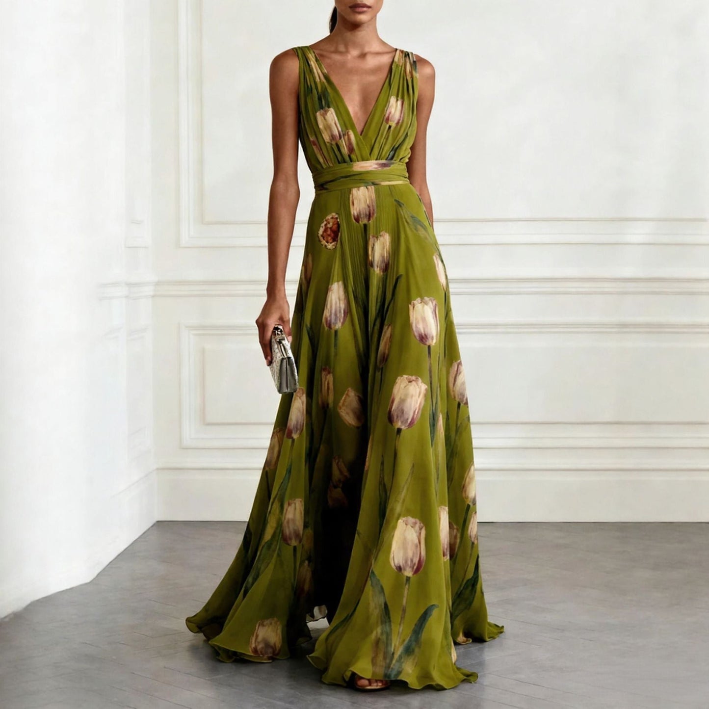 Aura – "Liquid Grace" V-Neck Maxi