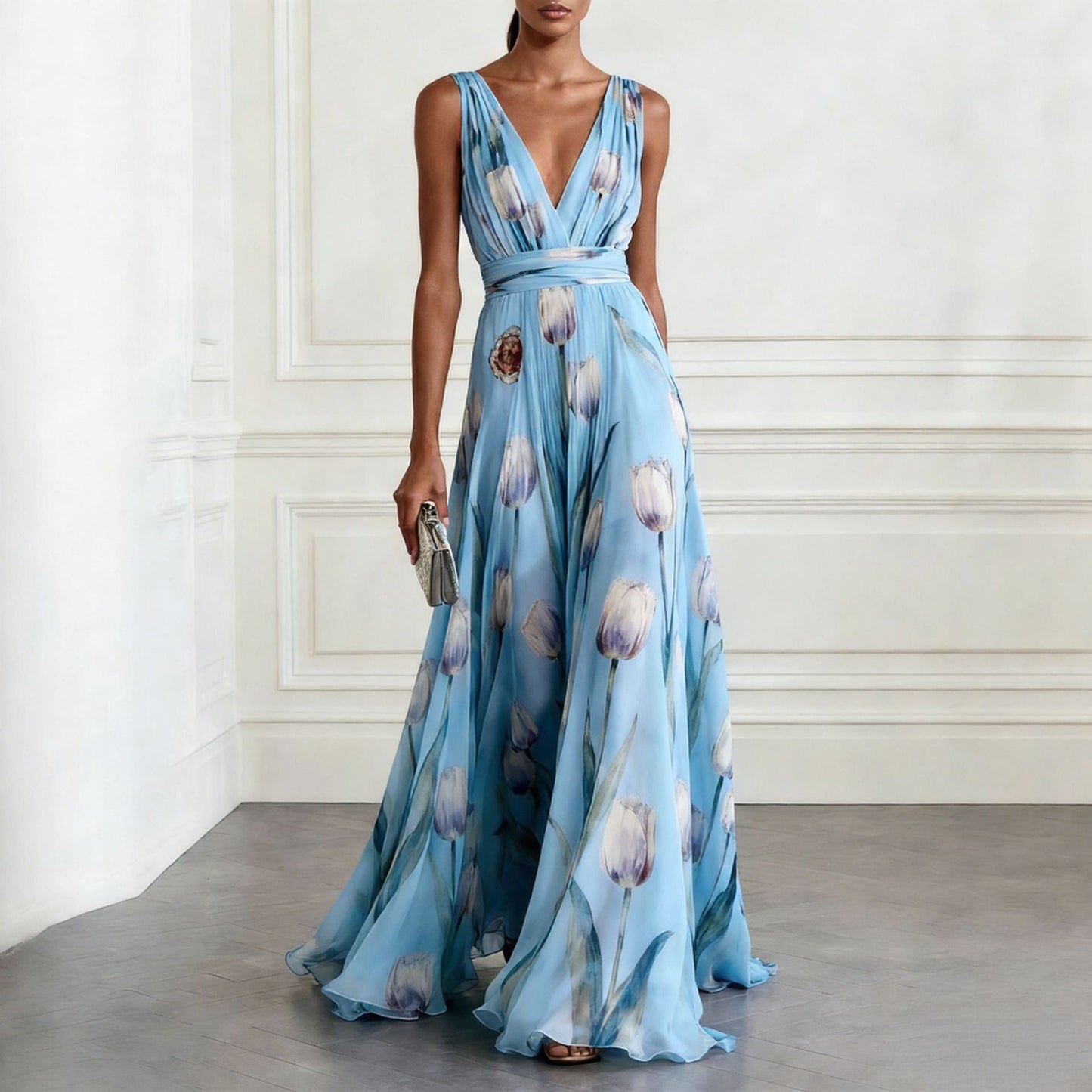 Aura – "Liquid Grace" V-Neck Maxi