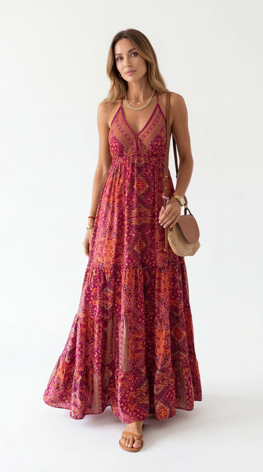 Saira – "Sun-Drenched Bloom" Floral Dress