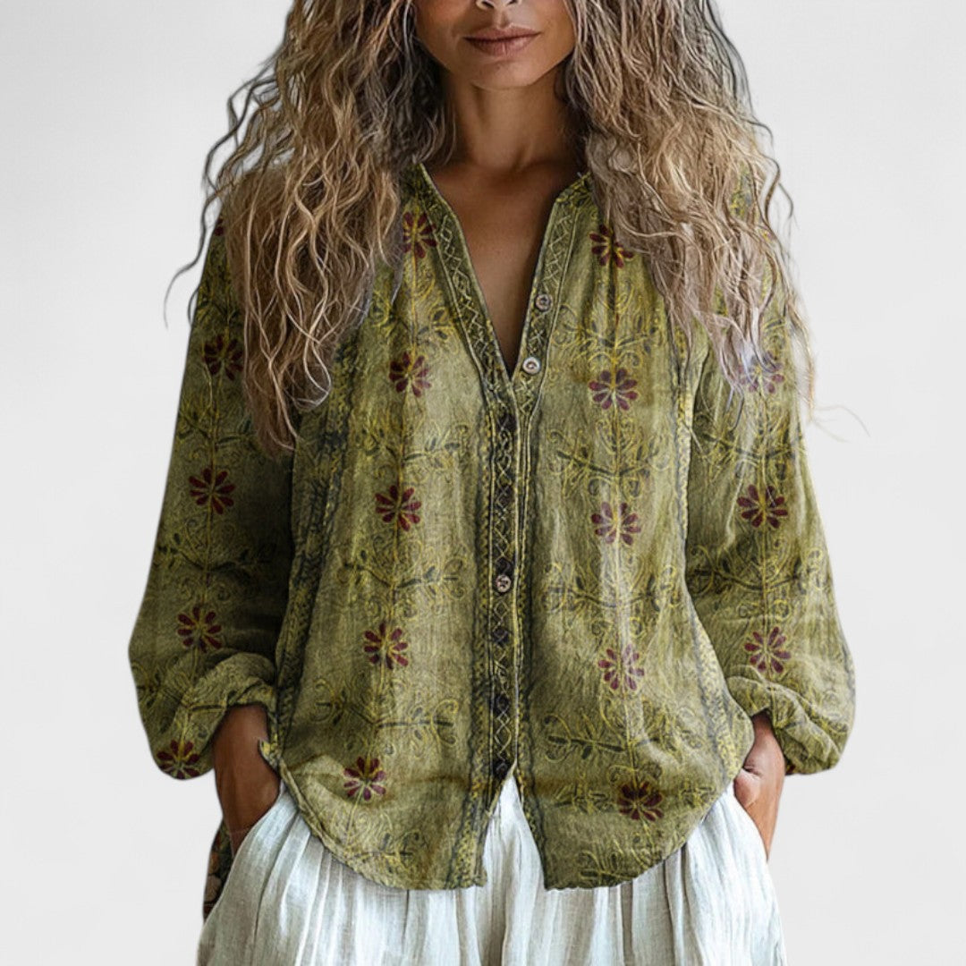 Ambra – Botanical Leaf Blouse