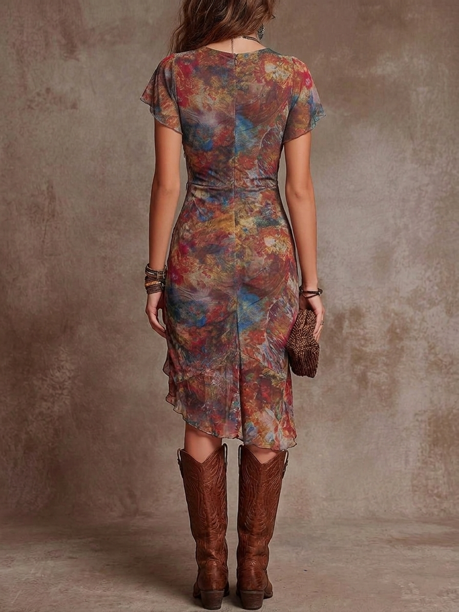 Martina – "Boho Eclipse" Midi Dress