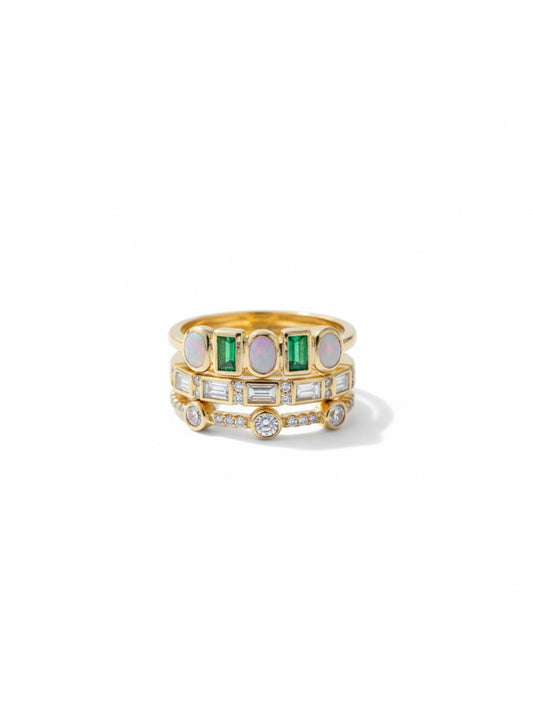 The Aurora Opal Vintage Ring Set