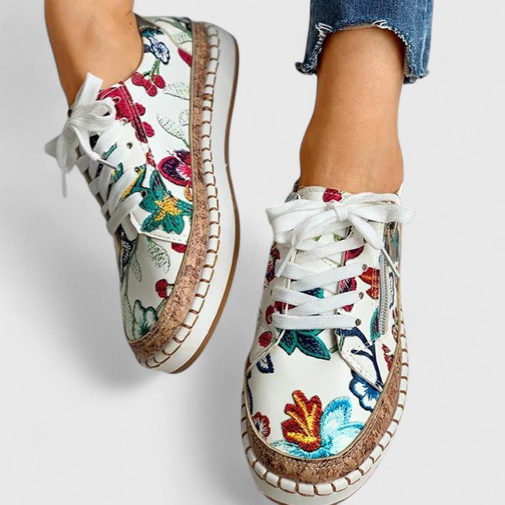 Casa Santorini | Breathable Floral Slip-Ons