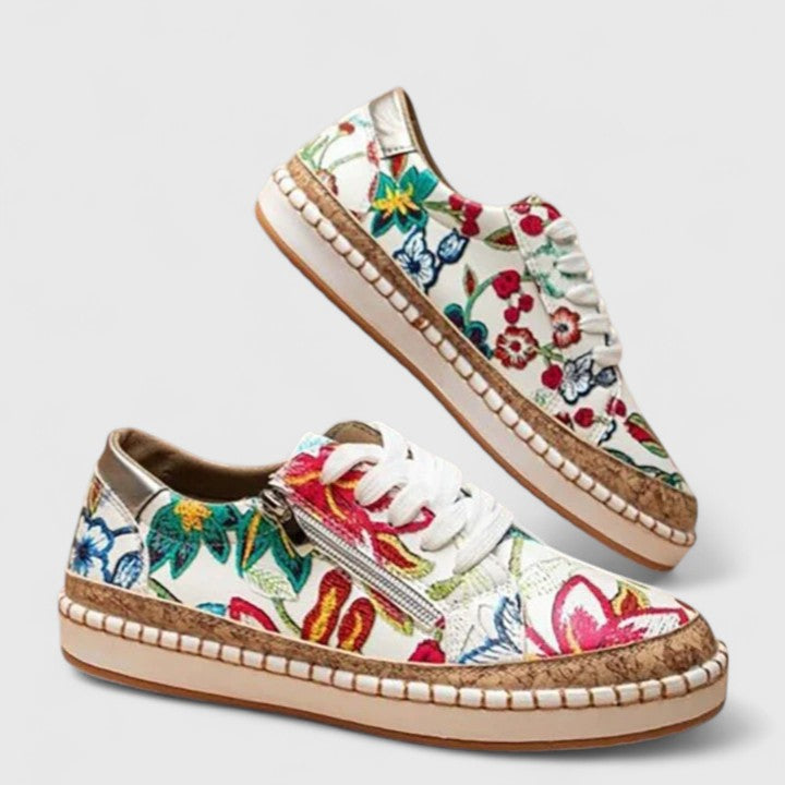 Casa Santorini | Breathable Floral Slip-Ons