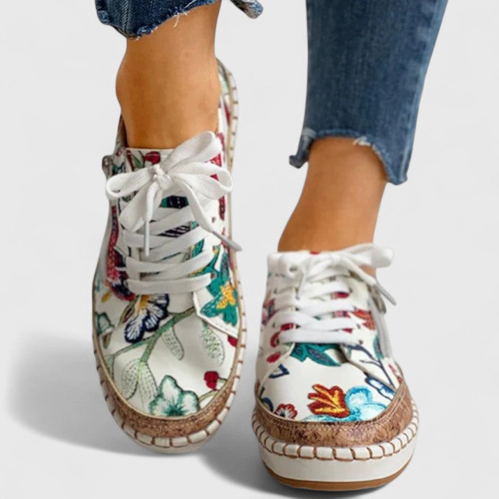 Casa Santorini | Breathable Floral Slip-Ons