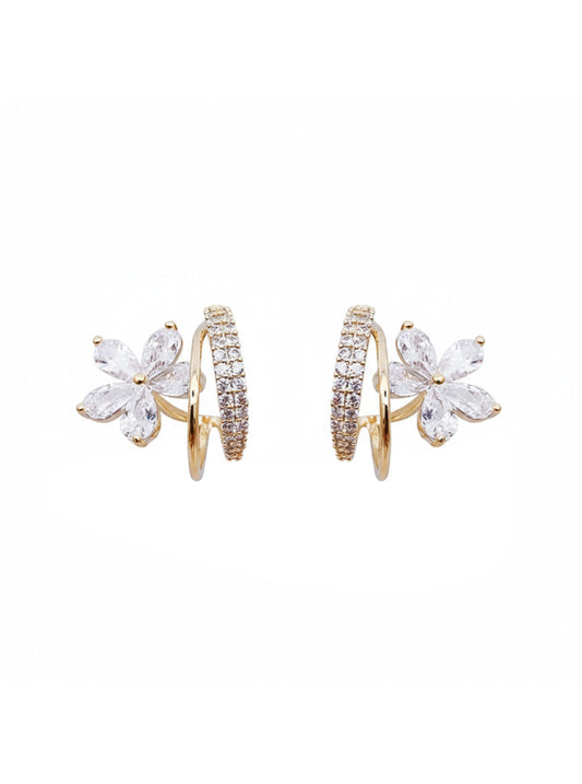 Florelle | Sparkle-Accent Floral Drop Earrings