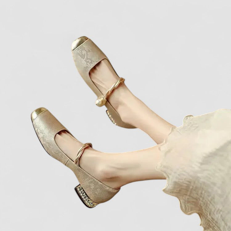 Mestelle | Elegant Pearl-Strap Comfort Heels